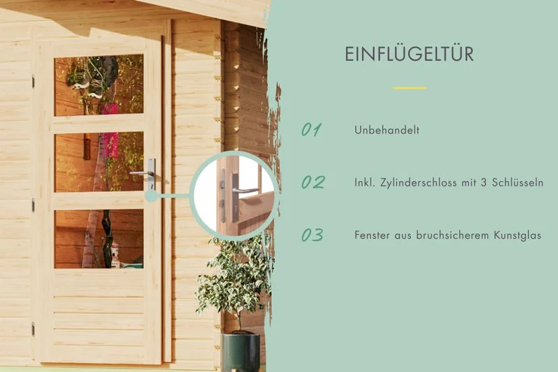 Karibu Blockbohlengarage 38 mm natur
