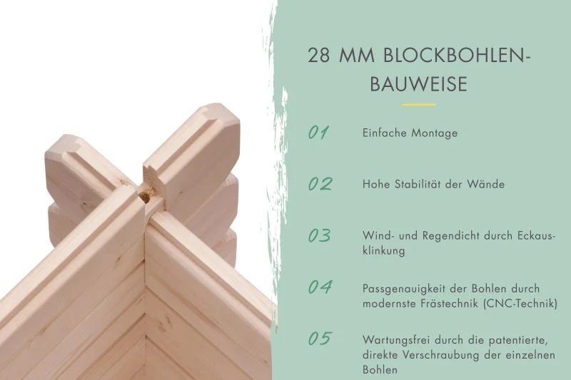 Karibu Blockbohlengarage 38 mm natur