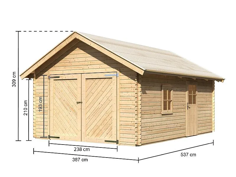 Karibu Blockbohlengarage 38 mm natur