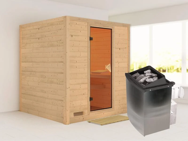 Mojave - Karibu Sauna inkl. 9-kW-Ofen - ohne Dachkranz -