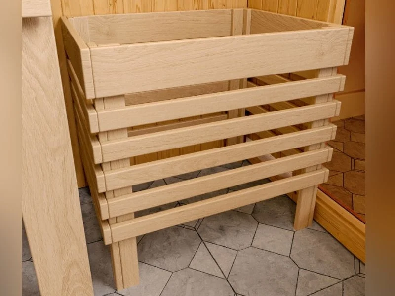 Karibu Sauna Askja 68 mm- 9 kW Bioofen ext.Strg- mit Dachkranz