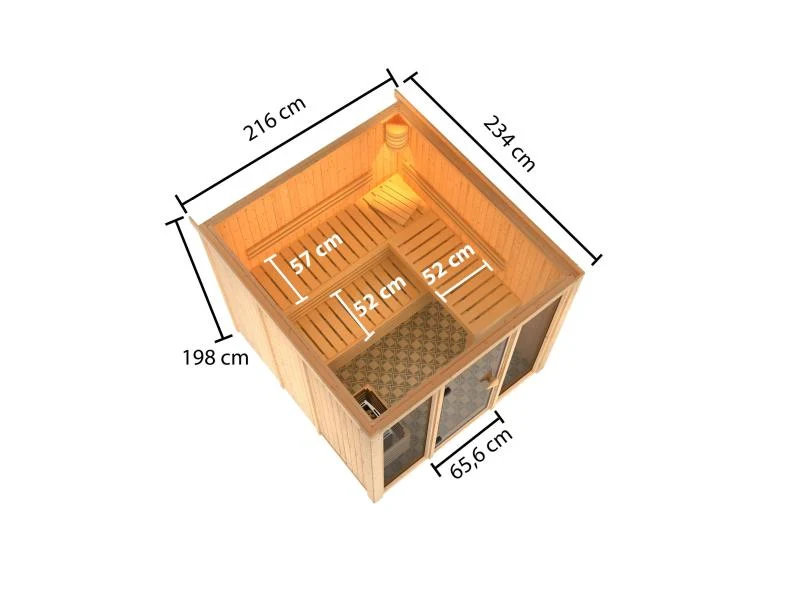 Karibu Sauna Askja 68 mm -9 kW Ofen integr. Strg