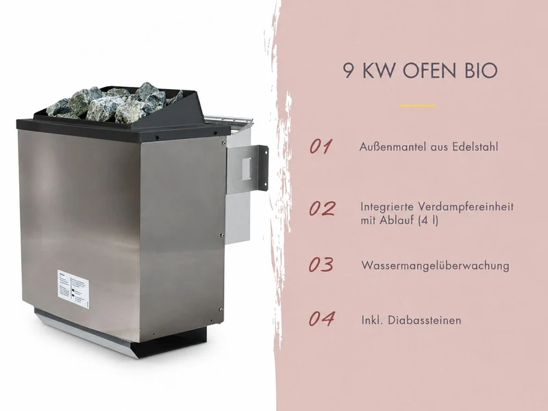 Karibu Saunahaus Mainburg 4 Set B naturbelassen- 9 kW Bioofen ext. Strg
