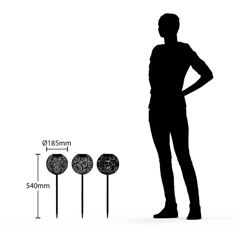 B-Ware Lindby Gartenleuchte Solarleuchte Vilani LED 3er Set warmweiß IP44 54cm silber