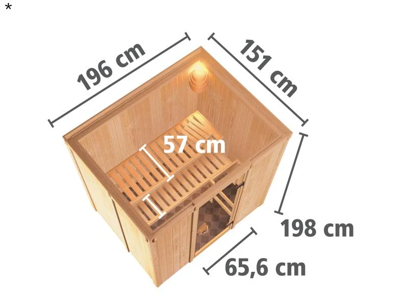 Fanja - Karibu Sauna Plug & Play ohne Ofen - ohne Dachkranz - Moderne Saunatür