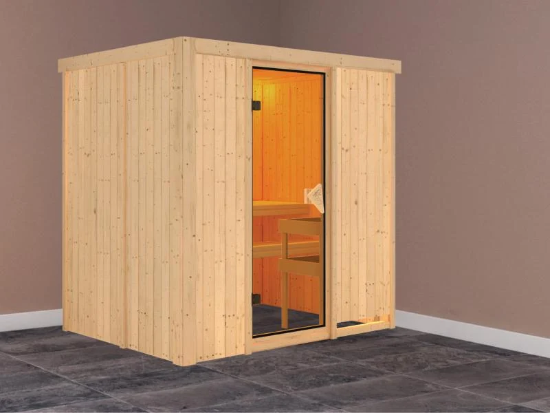 Fanja - Karibu Sauna Plug & Play ohne Ofen - ohne Dachkranz -