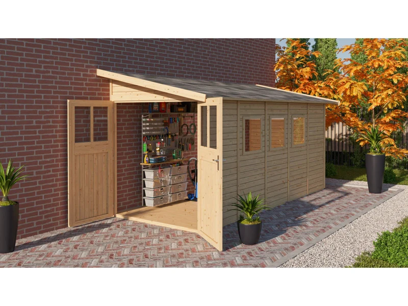 Karibu Gartenhaus Wandlitz 5 natur 19 mm