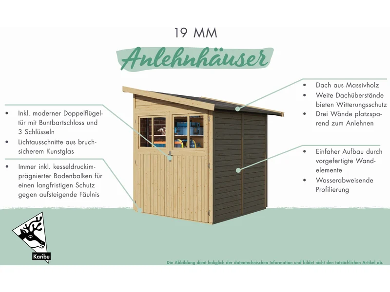 Karibu Gartenhaus Wandlitz 4 natur 19 mm