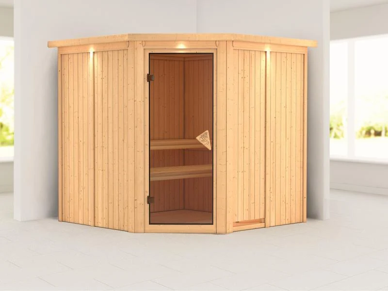 Jarin - Karibu Sauna ohne Ofen - mit Dachkranz -