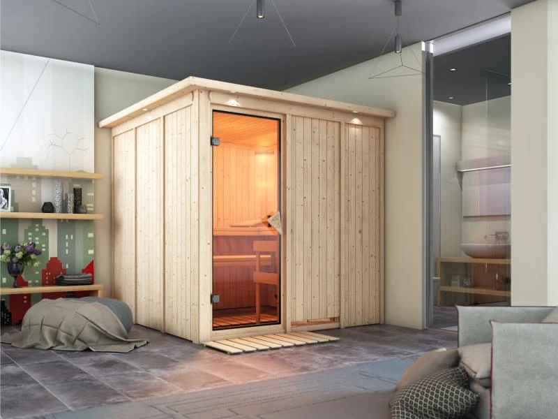 Rodin - Karibu Sauna ohne Ofen - mit Dachkranz -