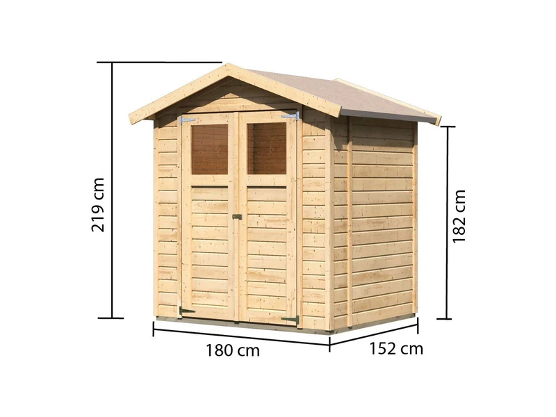 Karibu Gerätehaus Dahme 2 natur 14 mm