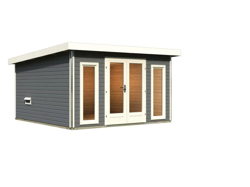 Karibu Saunahaus Mainburg 3 Set A ohne Ofen terragrau