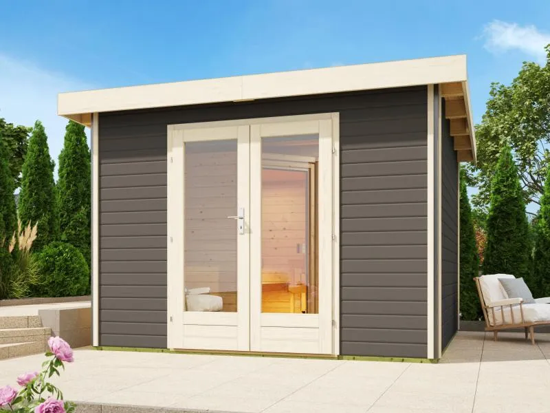 Karibu Saunahaus Mainburg 1 Set A ohne Ofen terragrau