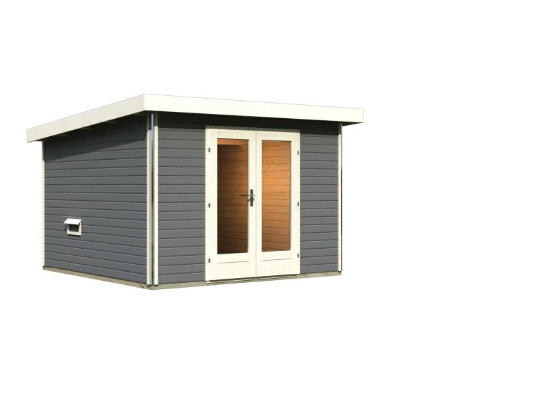 Karibu Saunahaus Mainburg 1 Set A ohne Ofen terragrau