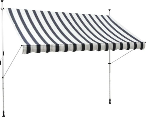 B-Ware Klemmmarkise Balkonmarkise Markise Polyester Streifen Blau Weiß Signalweiß