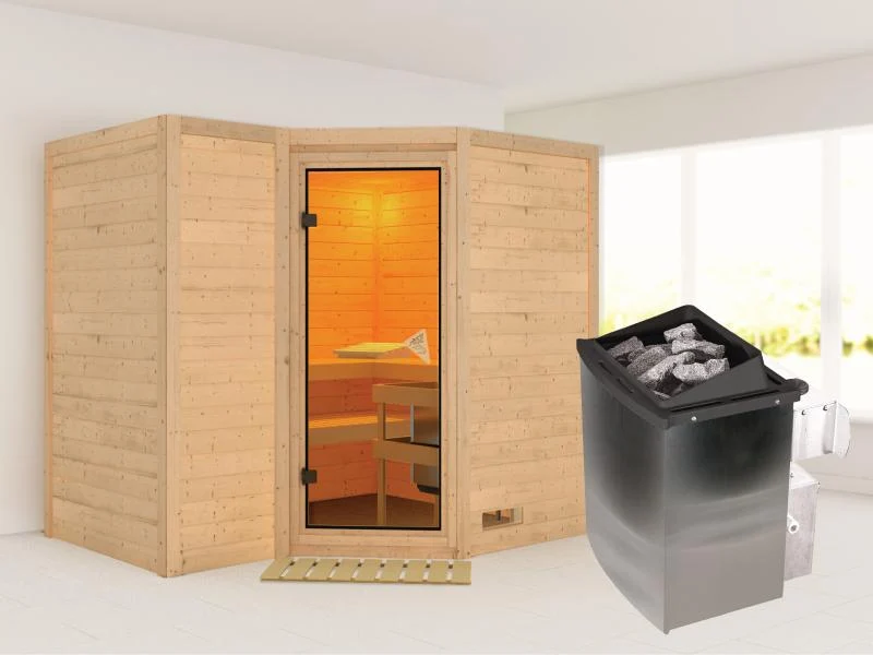 Sahib 2 - Karibu Sauna inkl. 9-kW-Ofen - ohne Dachkranz -