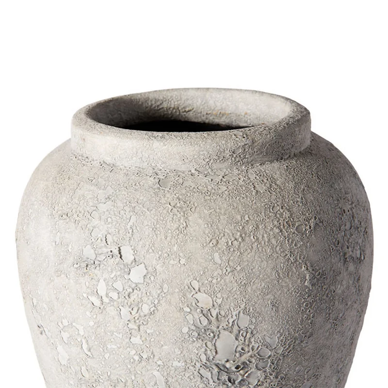 B-Ware Muubs Krug Vase Gefäß Luna Steingrau 33x38cm Terrakotta Handgefertigt Mondkrater