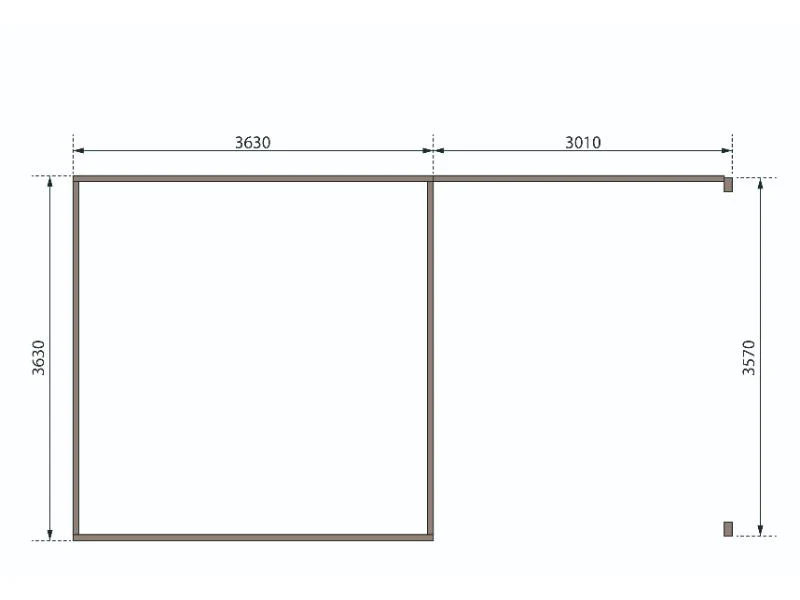 Karibu Gartenhaus Radeburg 3 natur mit Anbaudach 3,3 m und Rückwand