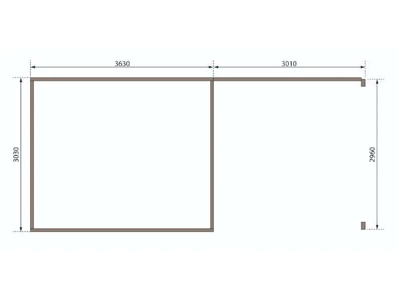 Karibu Gartenhaus Radeburg 2 natur 38 mm mit Anbaudach 3,3 m und Rückwand