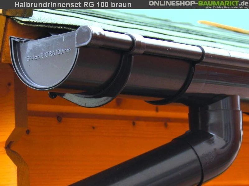 Dachrinnen Set RG 100 Ergänzungsset Anbau braun
