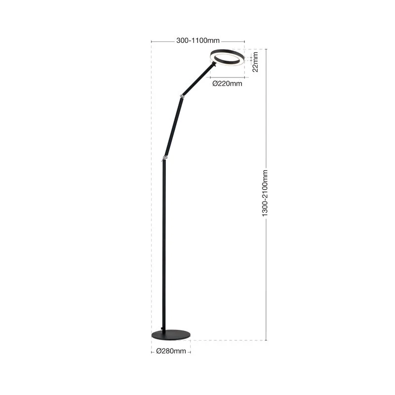 B-Ware Ringo Stehlampe Bodenlampe LED schwarz Metall dimmbar verstellbar Lampenschal504