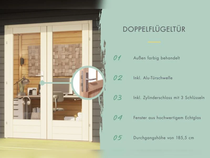 Karibu Gartenhaus Radeburg 2 terragrau 38 mm
