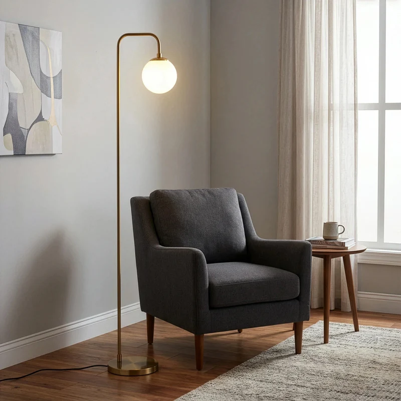 B-Ware Stehleuchte Lampe Viran Glas Goldfarben Antik Wohnzimmer Schlafzimmer Esszimmer