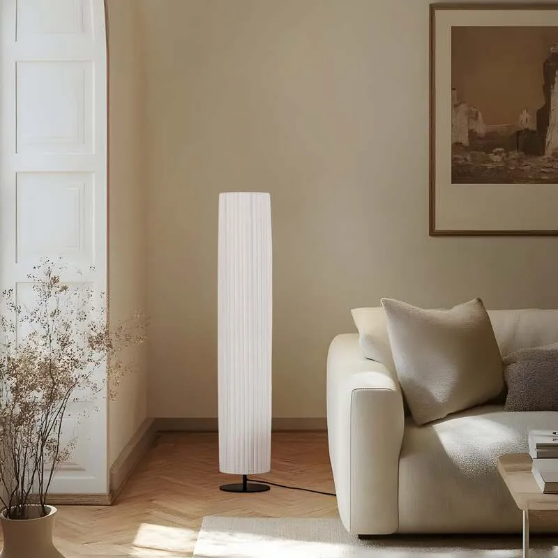 B-Ware Lindby Stehleuchte Virelle LED Lampe Leuchte Textil weiß 117cm E27 2-flammig