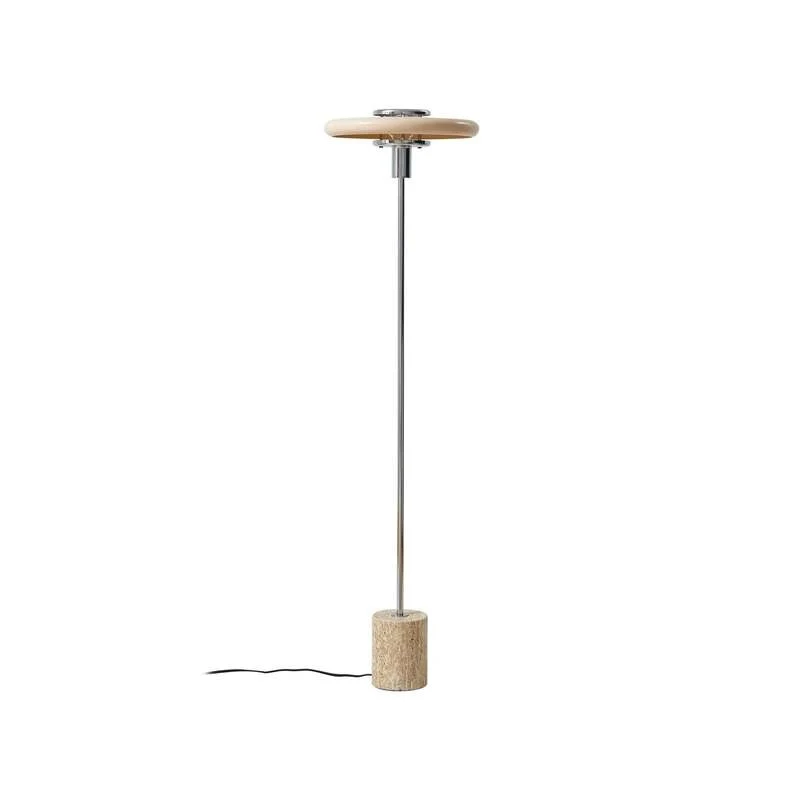 B-Ware Lindby Stehleuchte Branford LED Lampe Retro beige Metall Travertin 130cm