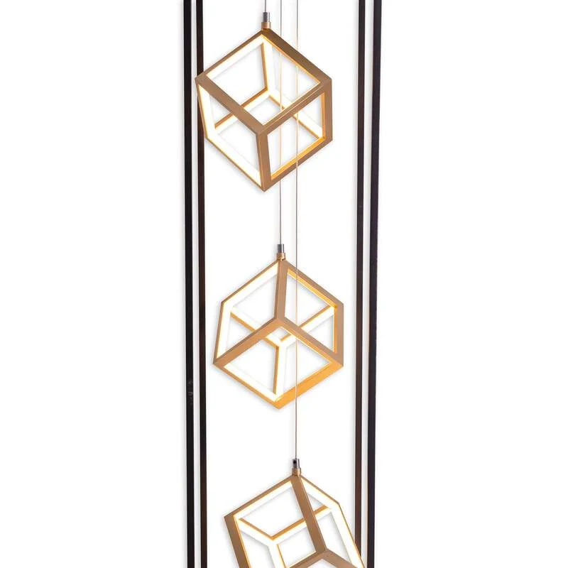 B-Ware Näve Stehleuchte Tripolis LED dimmbar 3-flg schwarz-gold 140cm Leuchte Lampe