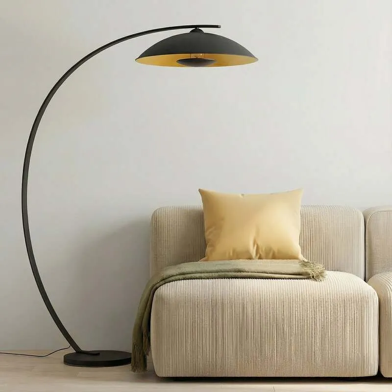 B-Ware Lindby Bogenstehlampe Stehleuchte Emilienne schwarz goldfarben Wohnzimmer Lampe