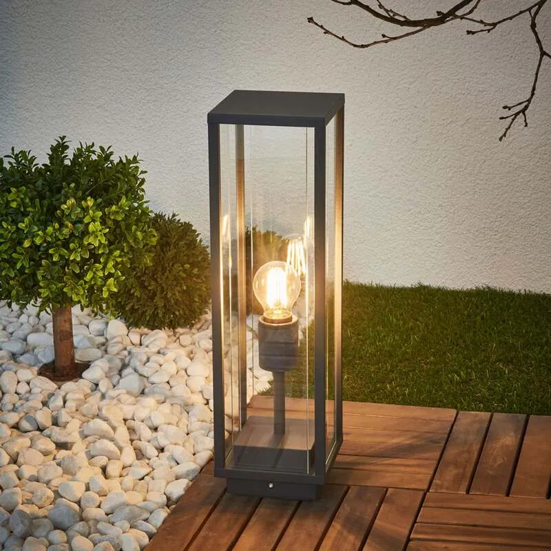 B-Ware Lucande Gläserne Sockellampe Lampe Leuchte Wegleuchte Garten Annalea, grafitg524