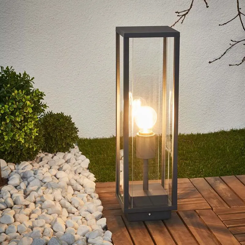 B-Ware Lucande Gläserne Sockellampe Lampe Leuchte Wegleuchte Garten Annalea, grafitg524