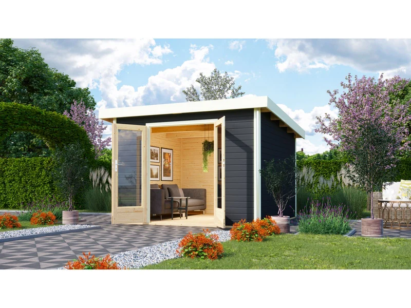 Karibu Gartenhaus Radeburg 1 terragrau 40 mm