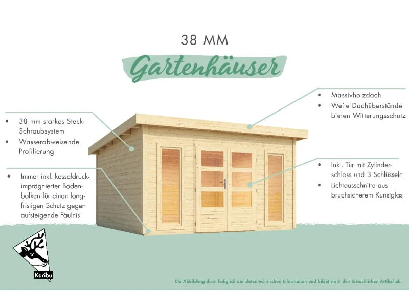 Karibu Gartenhaus Radeburg 1 terragrau 40 mm