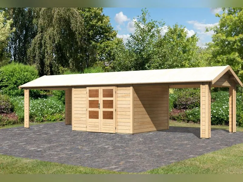 Karibu Gartenhaus Theres 7 natur- 2 Dachbausbauelemente