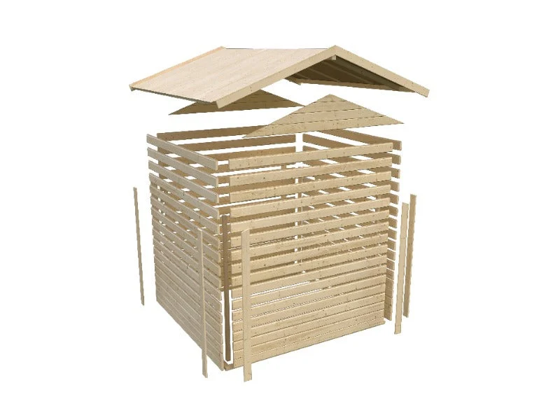 Karibu Gartenhaus Theres 7 natur- 2 Dachbausbauelemente
