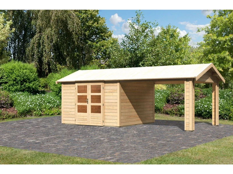 Karibu Gartenhaus Theres 7 natur- 1 Dachbausbauelement