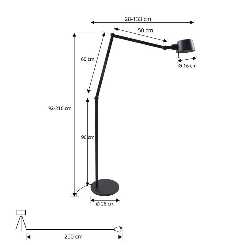 B-Ware Lucande Stehleuchte Silka LED Lampe verstellbar schwarz gold 216cm E27 1x15W