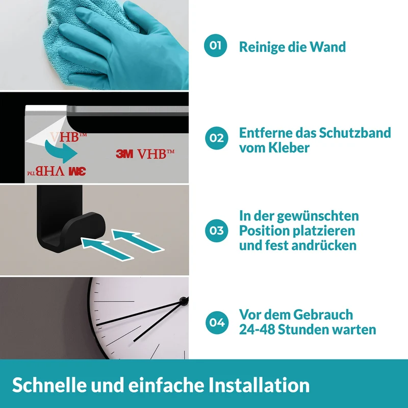 35x B-Ware WEISSENSTEIN Aufhänger Handtuchhaken Schwarz Edelstahl selbstklebend 35 STÜCK