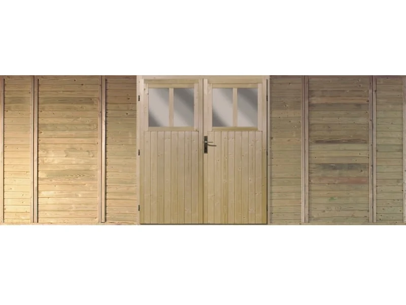 Karibu Frontwand mit Doppeltür für Doppelcarport