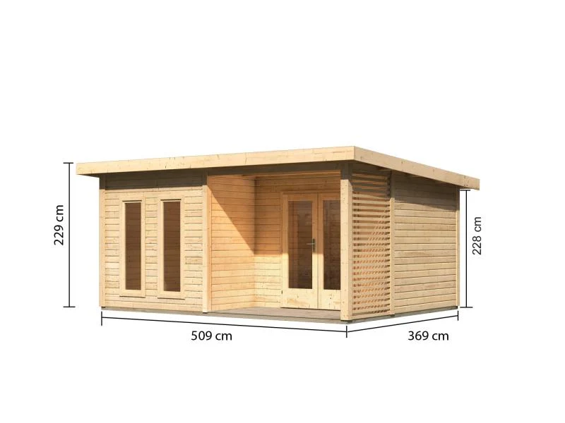 Karibu Gartenhaus Radeburg 5 natur inkl. Terrasse