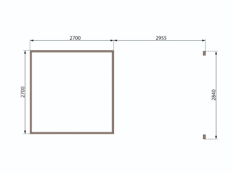 Karibu Gartenhaus Kastorf 6 - 28 mm terragrau mit Anbaudach 3,2 m