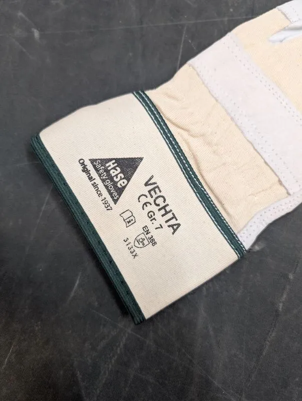 12x B-Ware Hase Arbeitshandschuh aus Narbenleder Größe 7 natur beige Doppelnähte Schutz 78