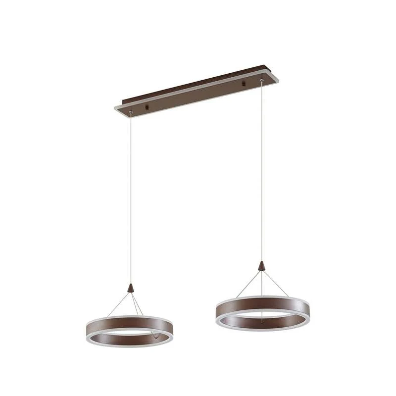 B-Ware Lucande LED-Hängeleuchte Kolo 2-flg dimmbar braun Eisen 21,6 W warmweiß