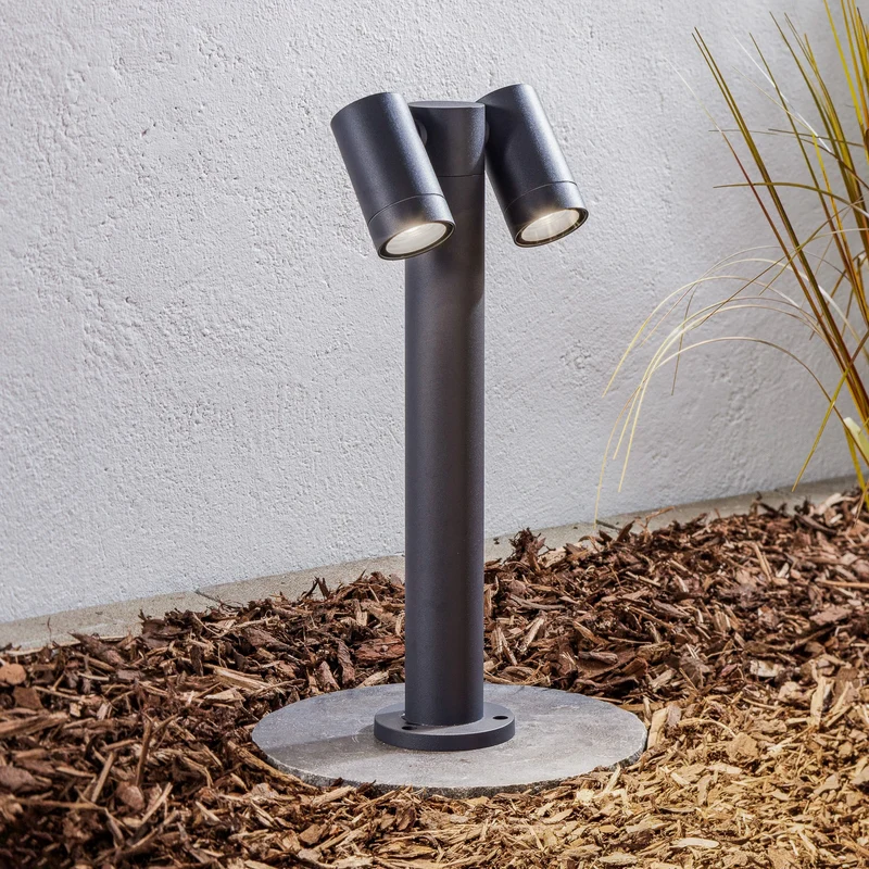 B-Ware Prios Sockelleuchte Wegeleuchte Tulimar Aluminium Anthrazit 45 cm zweiflammig