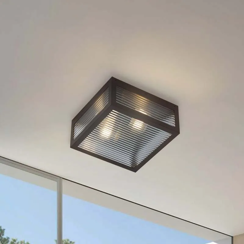 B-Ware Lindby Außendeckenleuchte Bolgar LED Gartenleuchte dimmbar schwarz 29x29cm