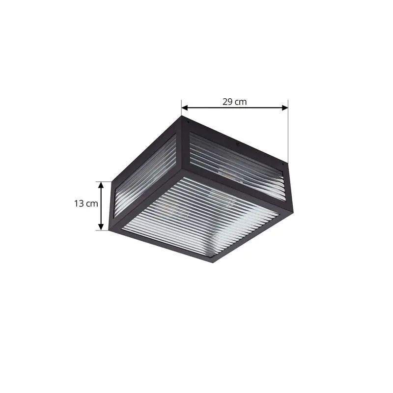 B-Ware Lindby Außendeckenleuchte Bolgar LED Gartenleuchte dimmbar schwarz 29x29cm