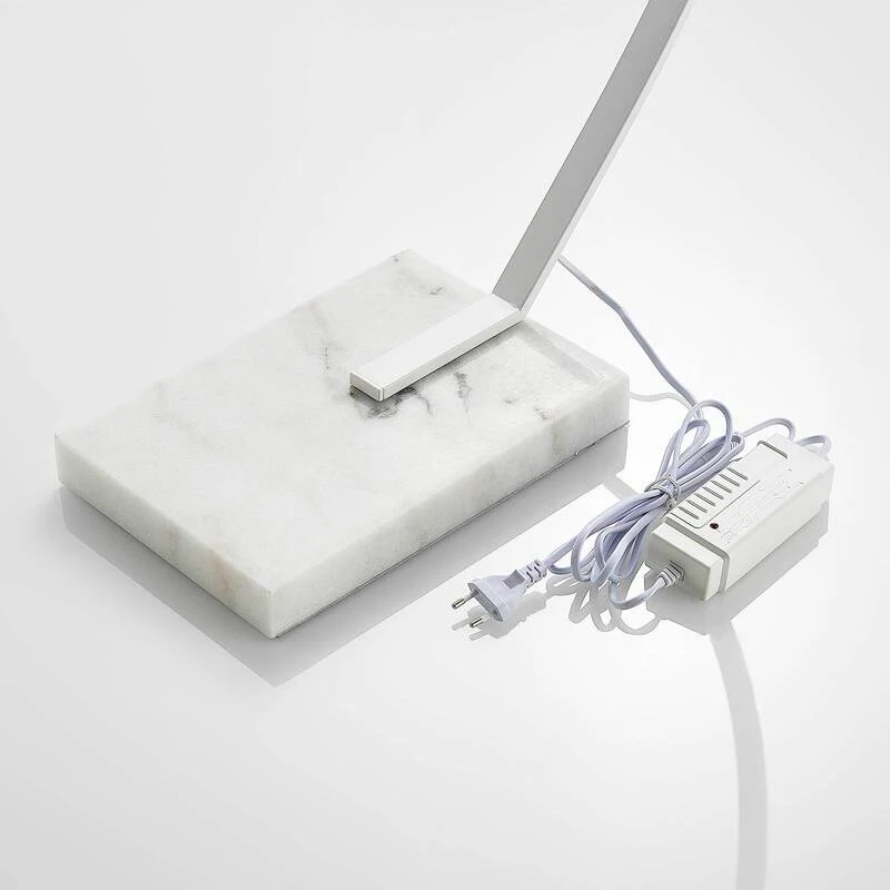 B-Ware Lindby Stehlampe Bogenleuchte LED Kendra weiß Dimmer Marmorfuß Aluminium