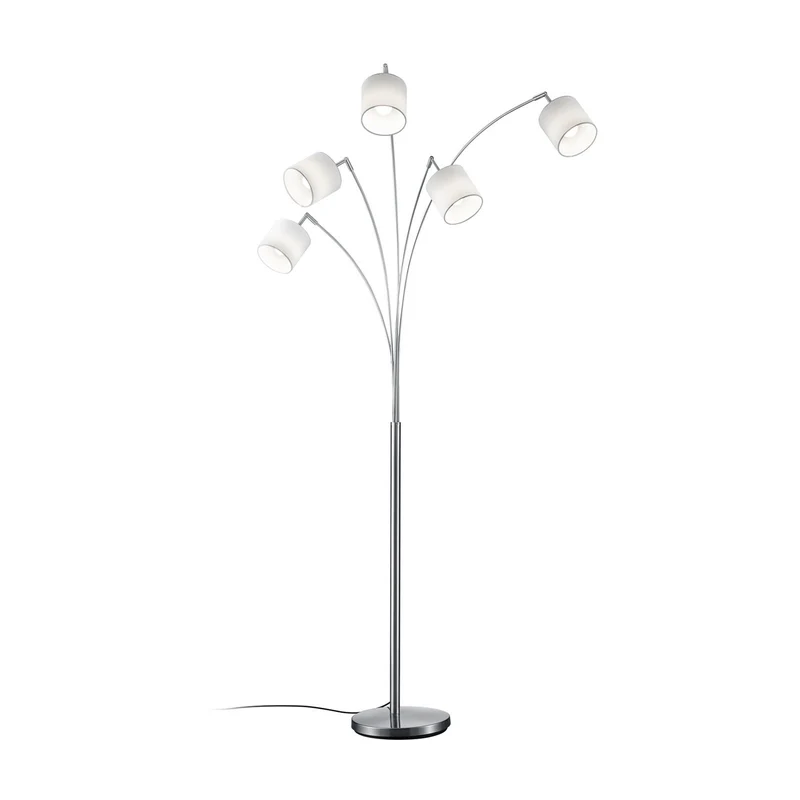 B-Ware Reality Stehlampe Stehleuchte Tommy nickel weiß Stoff Standleuchte H200cm 5-flg